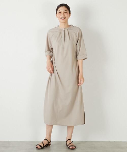 MELROSE claire（メルローズ クレール）の「【ナノキャラメルベルテッドカットワンピース】（ワンピース・レディース・ベージュ/ネイビー/カーキ・FREE）」の9枚目の写真