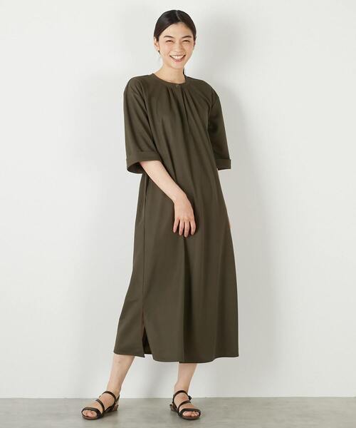 MELROSE claire（メルローズ クレール）の「【ナノキャラメルベルテッドカットワンピース】（ワンピース・レディース・ベージュ/ネイビー/カーキ・FREE）」の17枚目の写真