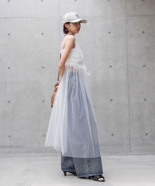 PAGEBOY（ページボーイ）の「チュールレイヤードワンピース（ワンピース・レディース・オフホワイト/ブラック・FREE）」の5枚目の写真