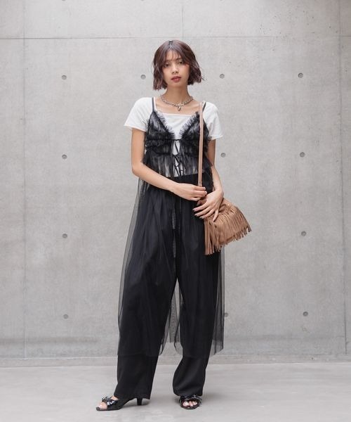 PAGEBOY（ページボーイ）の「チュールレイヤードワンピース（ワンピース・レディース・オフホワイト/ブラック・FREE）」の8枚目の写真
