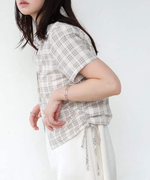 Bab（バブ）の「サイドリボンアソートチェックブラウス（シャツ/ブラウス・レディース・ブラック/ホワイト系その他/ブラウン・M）」の5枚目の写真