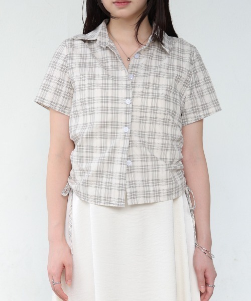 Bab（バブ）の「サイドリボンアソートチェックブラウス（シャツ/ブラウス・レディース・ブラック/ホワイト系その他/ブラウン・M）」の13枚目の写真