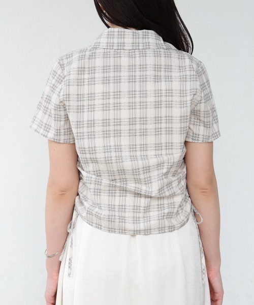 Bab（バブ）の「サイドリボンアソートチェックブラウス（シャツ/ブラウス・レディース・ブラック/ホワイト系その他/ブラウン・M）」の15枚目の写真