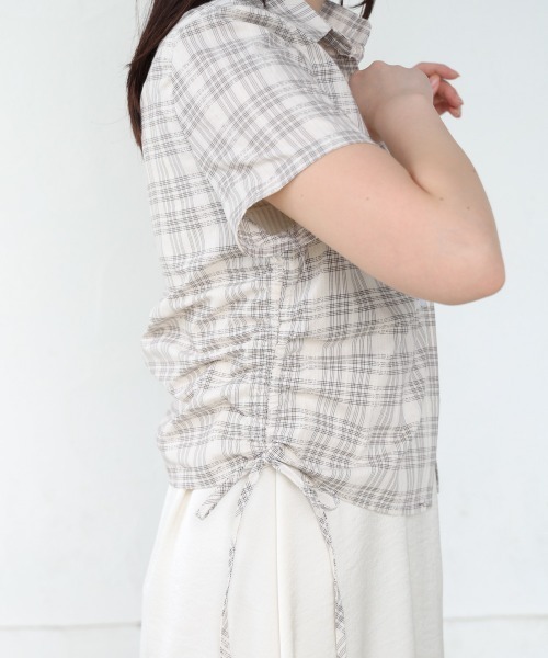 Bab（バブ）の「サイドリボンアソートチェックブラウス（シャツ/ブラウス・レディース・ブラック/ホワイト系その他/ブラウン・M）」の16枚目の写真