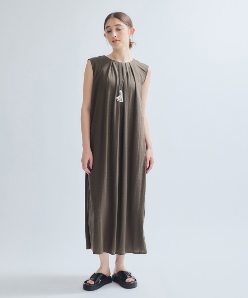 ketty（ケティ）の「接触冷感リネンライクワンピース≪手洗い可能≫（ワンピース・レディース・カーキ/ブラック/ブルー・M）」の6枚目の写真