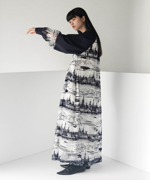 mintdesigns（ミントデザインズ）の「TOILE DE JOUY DRESS（Tシャツ/カットソー・レディース・ネイビー/ブラック・ONESIZE）」の10枚目の写真