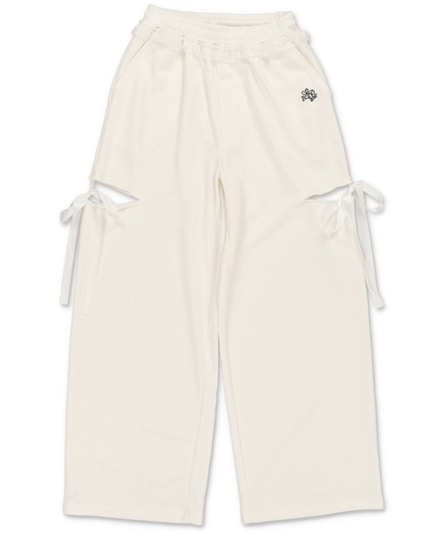 SPINNS（スピンズ）の「裏毛スウェットパンツ/カットアウトリボン（スウェットパンツ・レディース・ブラック/グレー/オフホワイト・ONESIZE）」の2枚目の写真