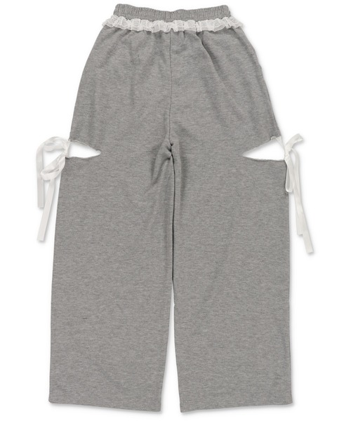 SPINNS（スピンズ）の「裏毛スウェットパンツ/カットアウトリボン（スウェットパンツ・レディース・ブラック/グレー/オフホワイト・ONESIZE）」の4枚目の写真