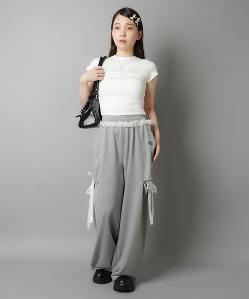 SPINNS（スピンズ）の「裏毛スウェットパンツ/カットアウトリボン（スウェットパンツ・レディース・ブラック/グレー/オフホワイト・ONESIZE）」の15枚目の写真