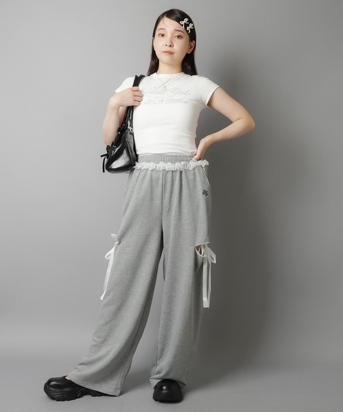 SPINNS（スピンズ）の「裏毛スウェットパンツ/カットアウトリボン（スウェットパンツ・レディース・ブラック/グレー/オフホワイト・ONESIZE）」の16枚目の写真