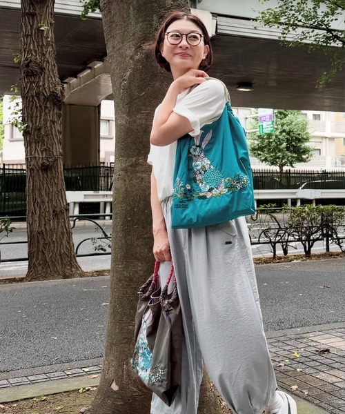 SUPER HAKKA×Ball＆Chain 花うさぎ刺繍トートバッグ（M