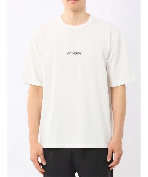 m.f.editorial(エムエフエディトリアル)の「【綿100%】m.f.エディトリアル メンズ ロゴ刺繍 クルーネック 半袖 Tシャツ(Tシャツ/カットソー・メンズ・ブラック/ホワイト・MEDIUM/LARGE)」の8枚目の写真