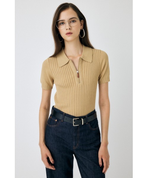 MOUSSY(マウジー)の「HALF ZIP CLASSIC ポロトップス(ポロシャツ・レディース・ベージュ/チャコールグレー/マジェンタ/ライトブルー・FREE)」の14枚目の写真