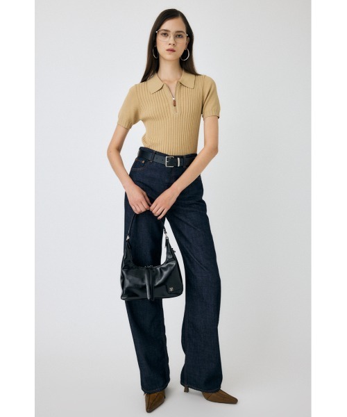 MOUSSY(マウジー)の「HALF ZIP CLASSIC ポロトップス(ポロシャツ・レディース・ベージュ/チャコールグレー/マジェンタ/ライトブルー・FREE)」の16枚目の写真