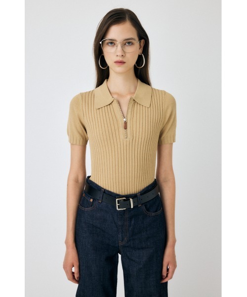 MOUSSY(マウジー)の「HALF ZIP CLASSIC ポロトップス(ポロシャツ・レディース・ベージュ/チャコールグレー/マジェンタ/ライトブルー・FREE)」の19枚目の写真
