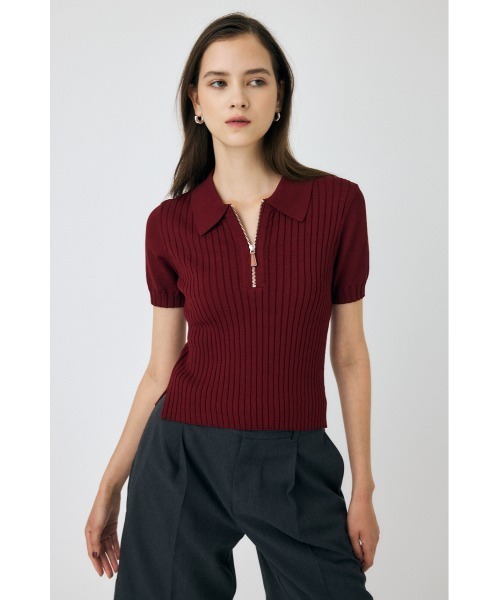 MOUSSY(マウジー)の「HALF ZIP CLASSIC ポロトップス(ポロシャツ・レディース・ベージュ/チャコールグレー/マジェンタ/ライトブルー・FREE)」の22枚目の写真