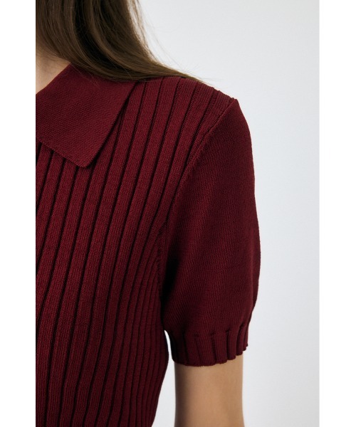 MOUSSY(マウジー)の「HALF ZIP CLASSIC ポロトップス(ポロシャツ・レディース・ベージュ/チャコールグレー/マジェンタ/ライトブルー・FREE)」の5枚目の写真