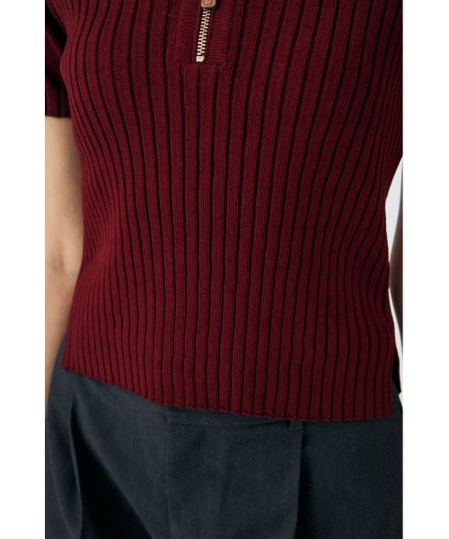 MOUSSY(マウジー)の「HALF ZIP CLASSIC ポロトップス(ポロシャツ・レディース・ベージュ/チャコールグレー/マジェンタ/ライトブルー・FREE)」の6枚目の写真