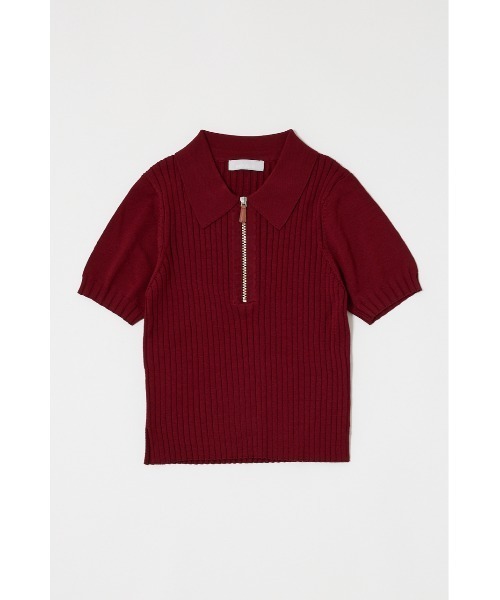 MOUSSY(マウジー)の「HALF ZIP CLASSIC ポロトップス(ポロシャツ・レディース・ベージュ/チャコールグレー/マジェンタ/ライトブルー・FREE)」の8枚目の写真