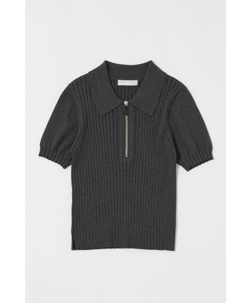 MOUSSY(マウジー)の「HALF ZIP CLASSIC ポロトップス(ポロシャツ・レディース・ベージュ/チャコールグレー/マジェンタ/ライトブルー・FREE)」の9枚目の写真
