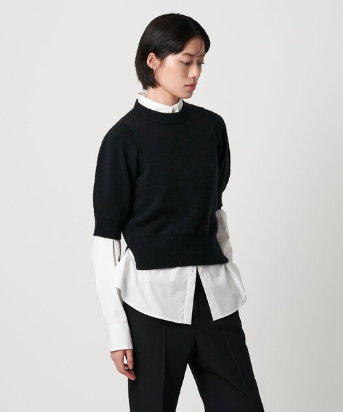 AEWEN MATOPH（イウエン マトフ）の「＜AEWEN MATOPH＞ウールセーブルミックス5分袖ニット（ニット/セーター・レディース・ブラック/ピンク/ベージュ・FREE）」の2枚目の写真