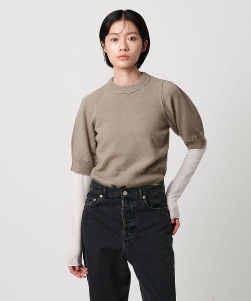 AEWEN MATOPH（イウエン マトフ）の「＜AEWEN MATOPH＞ウールセーブルミックス5分袖ニット（ニット/セーター・レディース・ブラック/ピンク/ベージュ・FREE）」の5枚目の写真