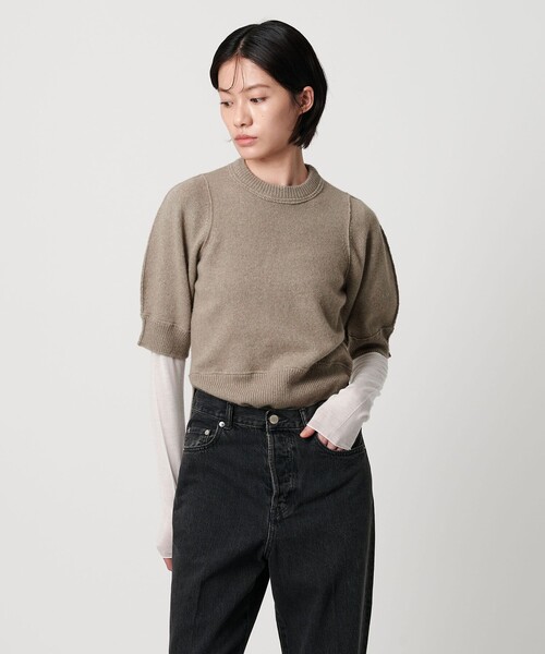 AEWEN MATOPH（イウエン マトフ）の「＜AEWEN MATOPH＞ウールセーブルミックス5分袖ニット（ニット/セーター・レディース・ブラック/ピンク/ベージュ・FREE）」の6枚目の写真