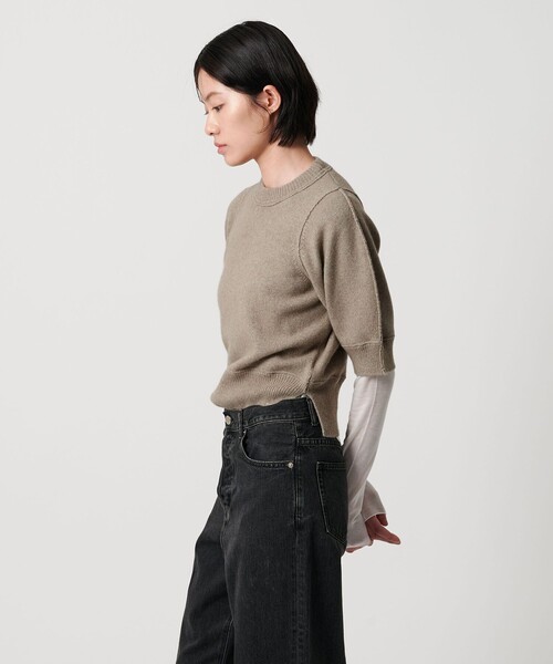 AEWEN MATOPH（イウエン マトフ）の「＜AEWEN MATOPH＞ウールセーブルミックス5分袖ニット（ニット/セーター・レディース・ブラック/ピンク/ベージュ・FREE）」の9枚目の写真