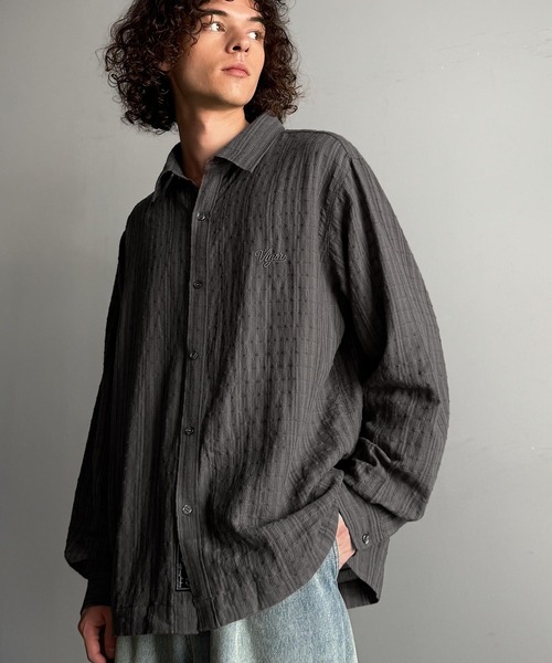 Classical Origin(クラシカルオリジン)の「「大人シンプル。」綿100%胸元刺繍入りドビー織シャツ(長袖)/Dobby Weave Embroidered Shirt(シャツ/ブラウス・メンズ・チャコール/ブラック・SMALL/MEDIUM/LARGE)」の10枚目の写真