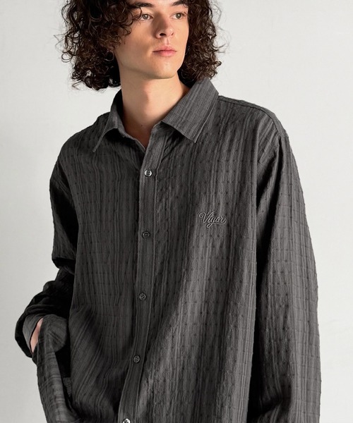 Classical Origin(クラシカルオリジン)の「「大人シンプル。」綿100%胸元刺繍入りドビー織シャツ(長袖)/Dobby Weave Embroidered Shirt(シャツ/ブラウス・メンズ・チャコール/ブラック・SMALL/MEDIUM/LARGE)」の13枚目の写真