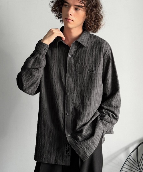 Classical Origin(クラシカルオリジン)の「「大人シンプル。」綿100%胸元刺繍入りドビー織シャツ(長袖)/Dobby Weave Embroidered Shirt(シャツ/ブラウス・メンズ・チャコール/ブラック・SMALL/MEDIUM/LARGE)」の12枚目の写真
