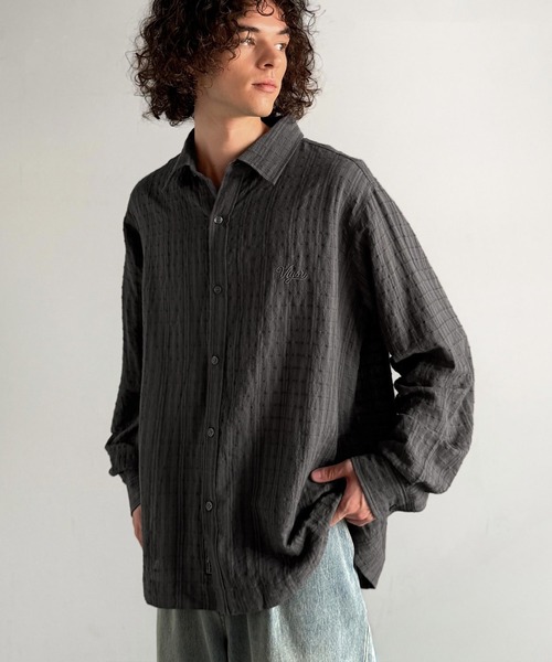 Classical Origin(クラシカルオリジン)の「「大人シンプル。」綿100%胸元刺繍入りドビー織シャツ(長袖)/Dobby Weave Embroidered Shirt(シャツ/ブラウス・メンズ・チャコール/ブラック・SMALL/MEDIUM/LARGE)」の16枚目の写真