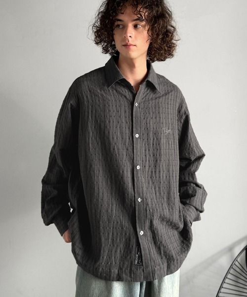 Classical Origin(クラシカルオリジン)の「「大人シンプル。」綿100%胸元刺繍入りドビー織シャツ(長袖)/Dobby Weave Embroidered Shirt(シャツ/ブラウス・メンズ・チャコール/ブラック・SMALL/MEDIUM/LARGE)」の15枚目の写真