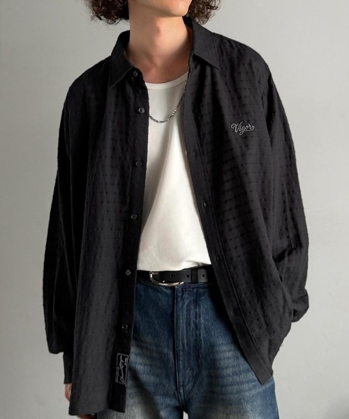 Classical Origin(クラシカルオリジン)の「「大人シンプル。」綿100%胸元刺繍入りドビー織シャツ(長袖)/Dobby Weave Embroidered Shirt(シャツ/ブラウス・メンズ・チャコール/ブラック・SMALL/MEDIUM/LARGE)」の17枚目の写真