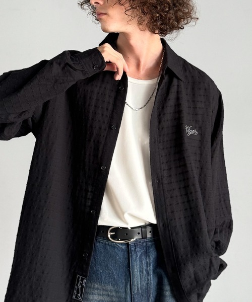 Classical Origin(クラシカルオリジン)の「「大人シンプル。」綿100%胸元刺繍入りドビー織シャツ(長袖)/Dobby Weave Embroidered Shirt(シャツ/ブラウス・メンズ・チャコール/ブラック・SMALL/MEDIUM/LARGE)」の21枚目の写真