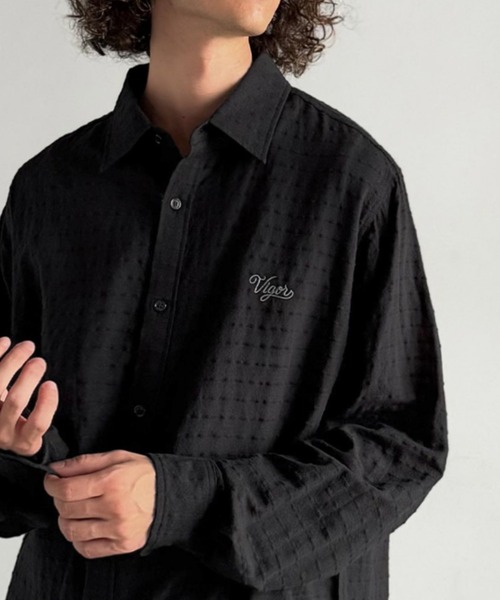Classical Origin(クラシカルオリジン)の「「大人シンプル。」綿100%胸元刺繍入りドビー織シャツ(長袖)/Dobby Weave Embroidered Shirt(シャツ/ブラウス・メンズ・チャコール/ブラック・SMALL/MEDIUM/LARGE)」の18枚目の写真