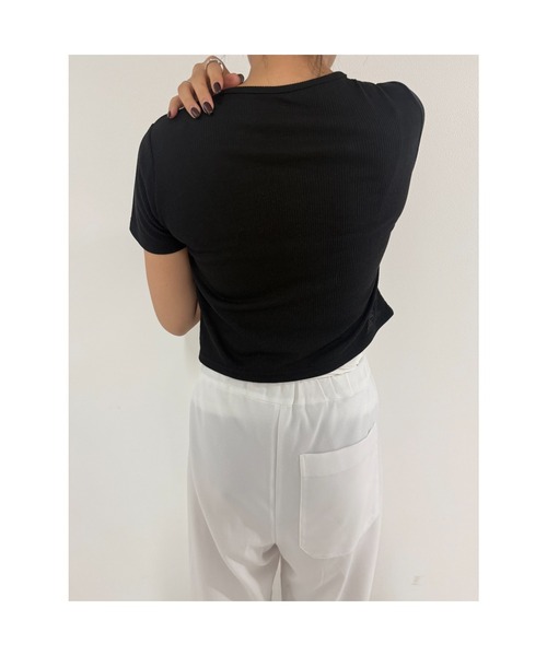 Geeong(ジーオン)の「バイカラー レイヤード カーディガン カットソー 半袖トップス(Tシャツ/カットソー・レディース・ブラック/ベージュ/ネイビー/ライトブルー・FREE)」の21枚目の写真