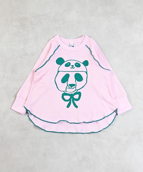 JIPPON（ジポン）の「パンダメローカットソー/日本製（Tシャツ/カットソー・キッズ・イエロー/ピンク/ライトブルー/オフホワイト・80/90/100/110/120）」の8枚目の写真