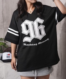 【MEMORY】Vネック ナンバリング メッシュTシャツ / V-neck numbered mesh T-shirt