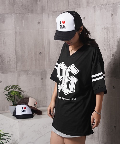 セール】【MEMORY】Vネック ナンバリング メッシュTシャツ / V-neck
