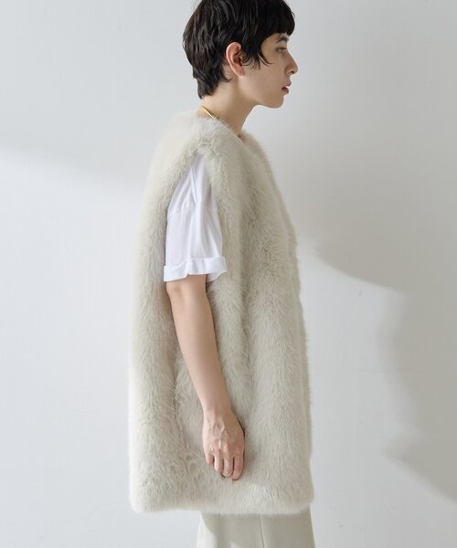 THE PAUSE フェイクファージレ Whim Gazette ベスト 【THE PAUSE】フェイクファージレ