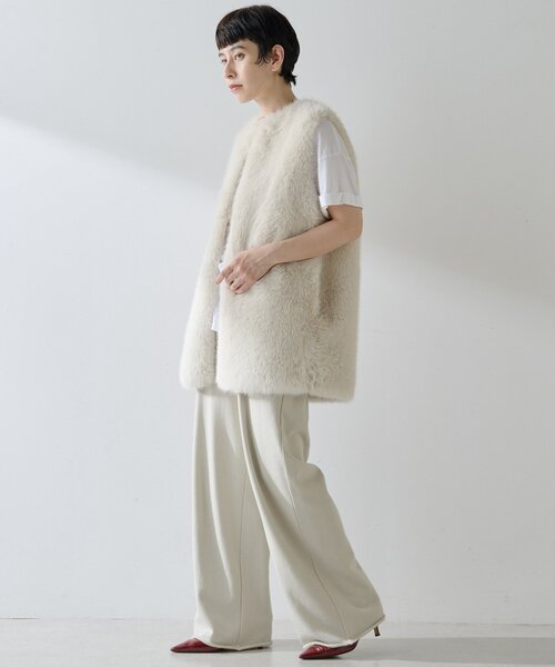 THE PAUSE（ザ ポーズ）の「【THE PAUSE】フェイクファークルーネックジレ（ベスト・レディース・グレイッシュベージュ/アイボリー・FREE）」の16枚目の写真