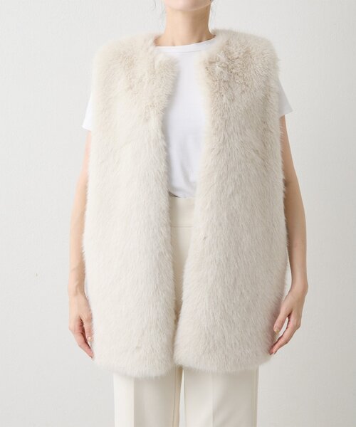 THE PAUSE】フェイクファークルーネックジレ（ベスト）｜THE PAUSE（ザ