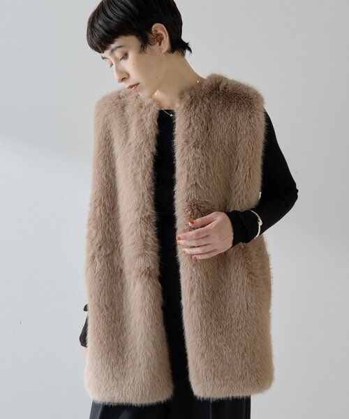 THE PAUSE】フェイクファークルーネックジレ（ベスト）｜THE PAUSE（ザ