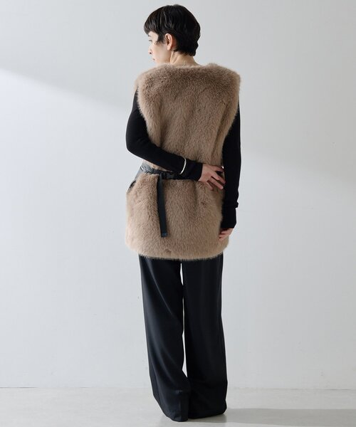 THE PAUSE】フェイクファークルーネックジレ（ベスト）｜THE PAUSE（ザ