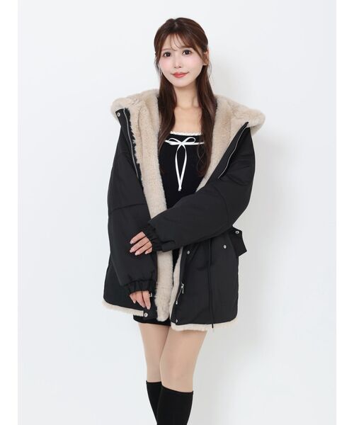 EATME（イートミー）の「フェイクファーフードコート（その他アウター・レディース・アイボリー/ブラック・FREE）」の20枚目の写真