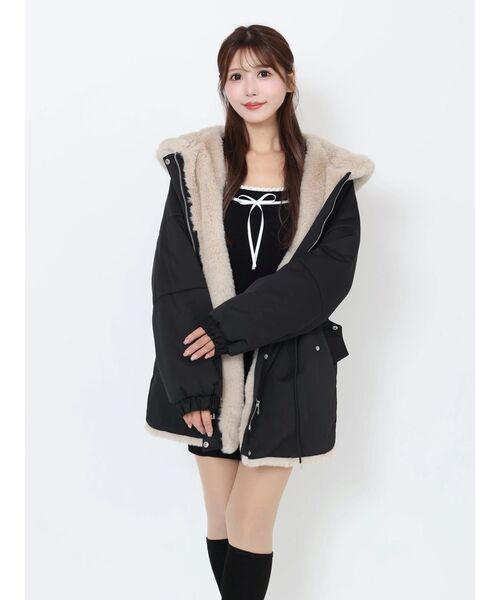 EATME（イートミー）の「フェイクファーフードコート（その他アウター・レディース・アイボリー/ブラック・FREE）」の6枚目の写真