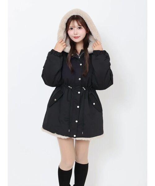 EATME（イートミー）の「フェイクファーフードコート（その他アウター・レディース・アイボリー/ブラック・FREE）」の7枚目の写真