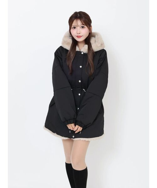 EATME（イートミー）の「フェイクファーフードコート（その他アウター・レディース・アイボリー/ブラック・FREE）」の8枚目の写真