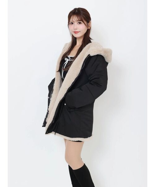 EATME（イートミー）の「フェイクファーフードコート（その他アウター・レディース・アイボリー/ブラック・FREE）」の9枚目の写真